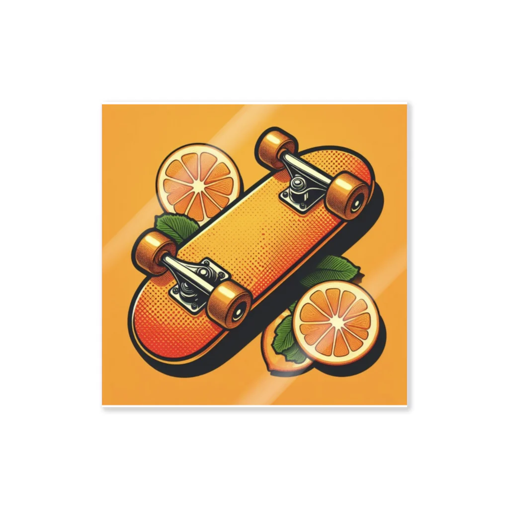 マニーのオレンジ色のスケボー ステッカー