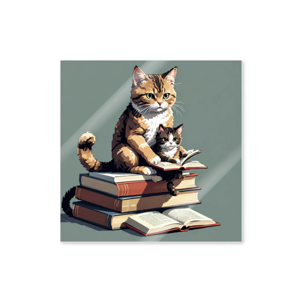 三毛猫shopの本を読む猫 Sticker