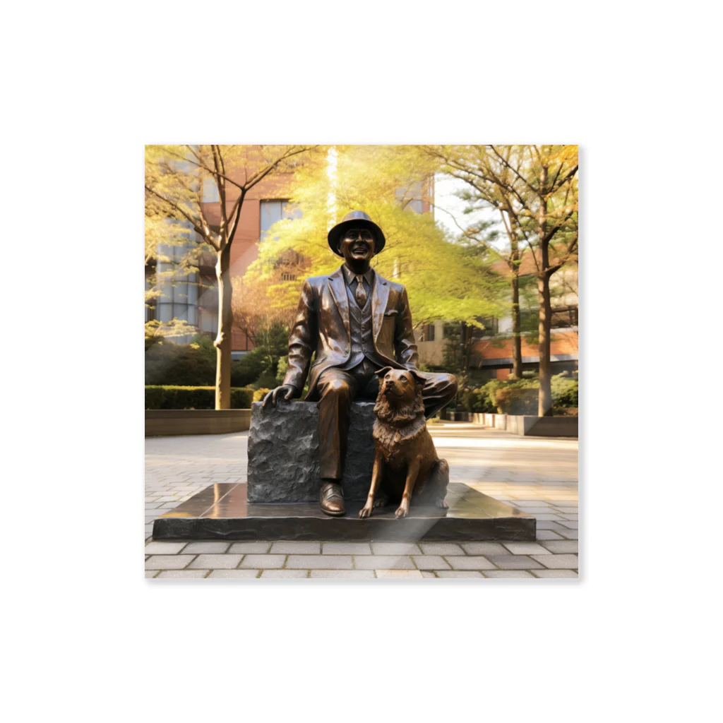 AQUAMETAVERSEの人と犬の銅像　なでしこ1478 ステッカー