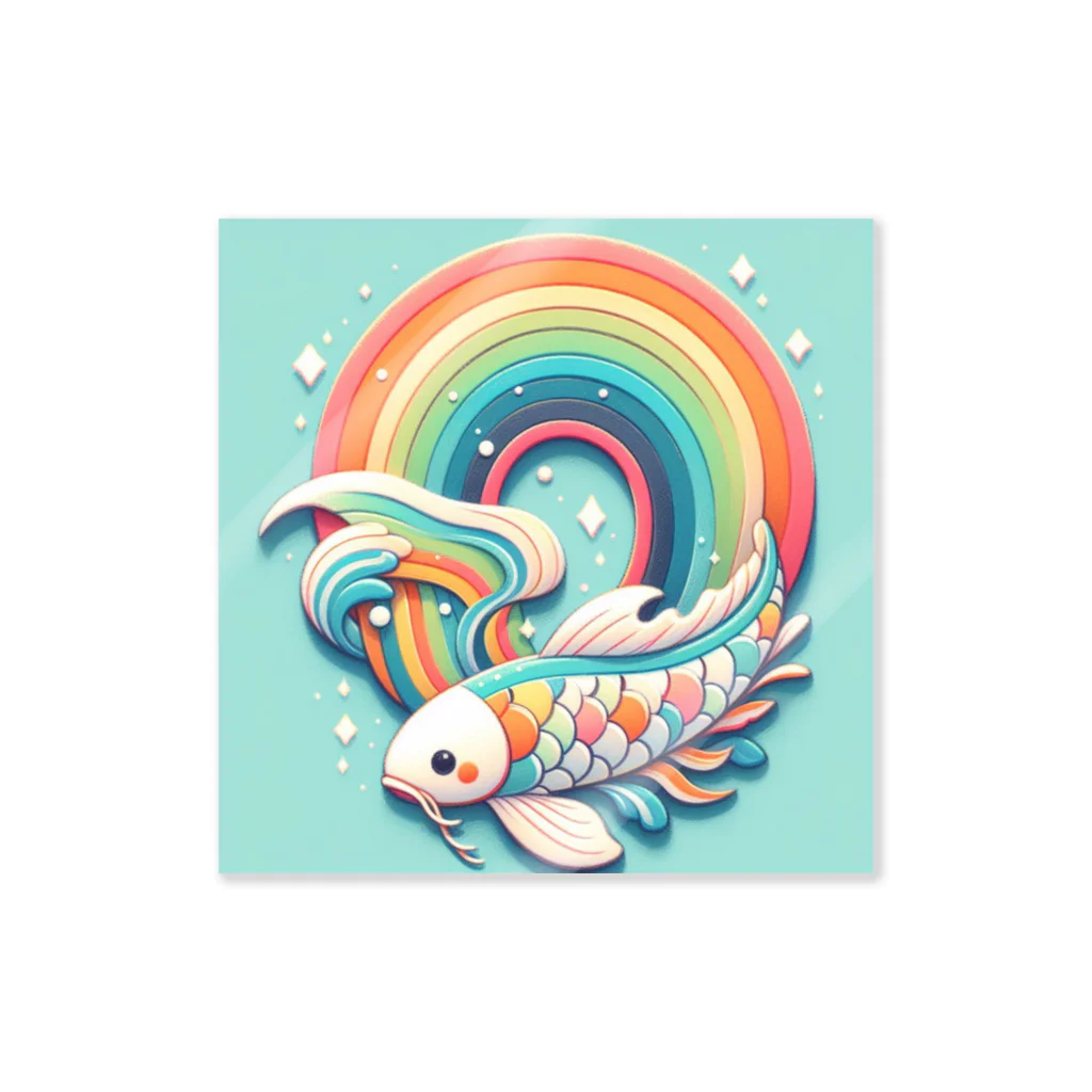 🌈七色の世界🌈の虹の海を泳ぐコイちゃん Sticker