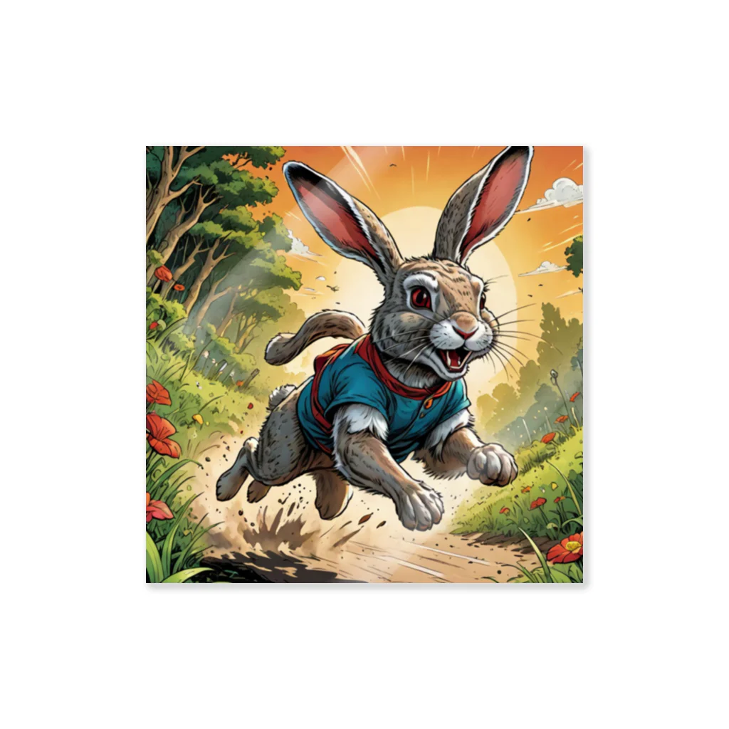 Umeshopの走り回るウサギ Sticker