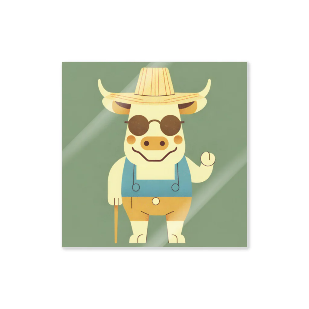 なべなべSHOPの牛のケイン Sticker