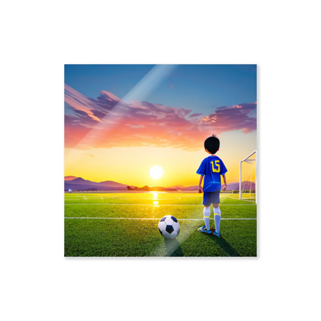 musashiyaの夕日とサッカー少年 Sticker