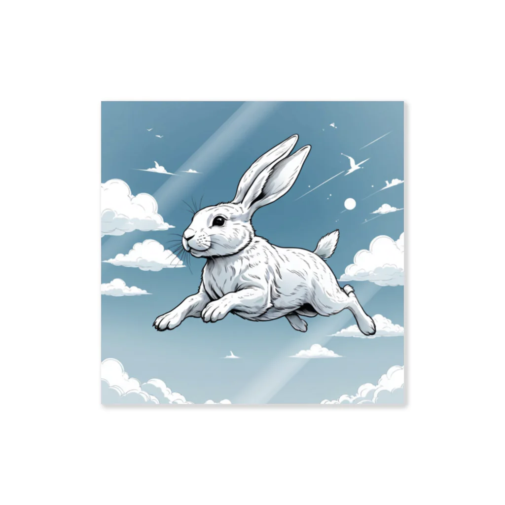 ［TANIYON］の空飛ぶウサギ ステッカー