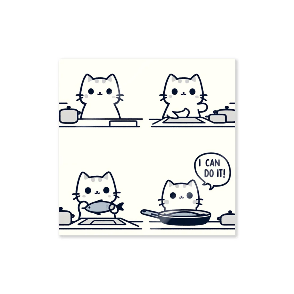 riopara0777のPositive cat　I can do it！（やればできる！） Sticker