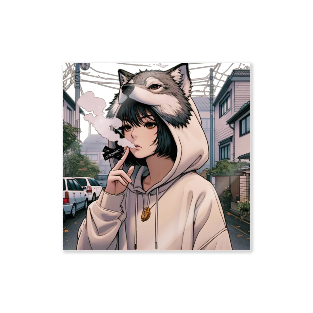 no name...の《背景が変わる⁉️》ウルフ×ウルフカット🐺 Sticker