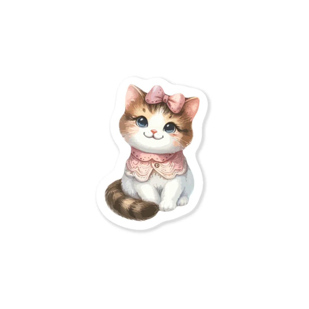  SweetStickerのねこ リボン ステッカー