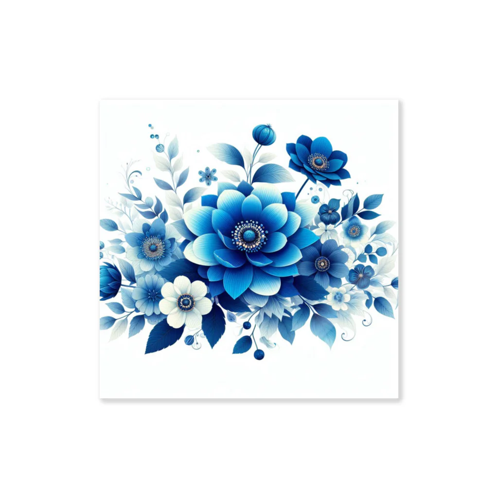 アミュペンの透き通るような青色が美しい花々 ステッカー