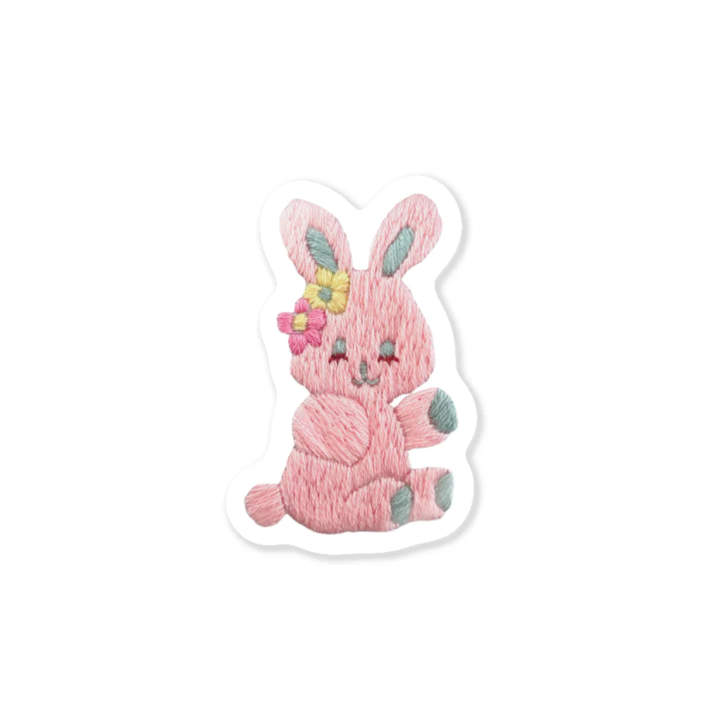 minette embroidery のEaster Bunny Stuffed Animal ステッカー