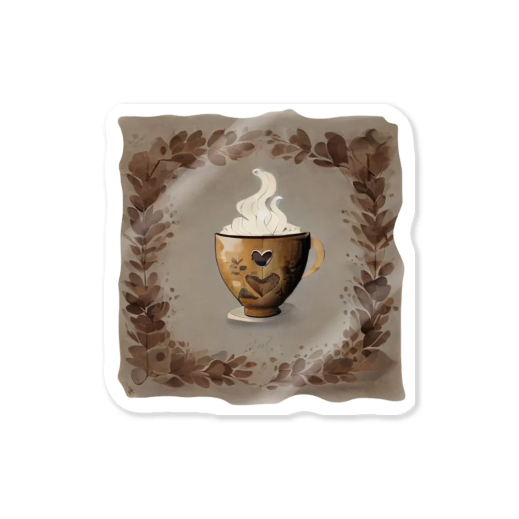 leisurely_lifeのA richly decorated coffee-inspired T-shirt design Sticker