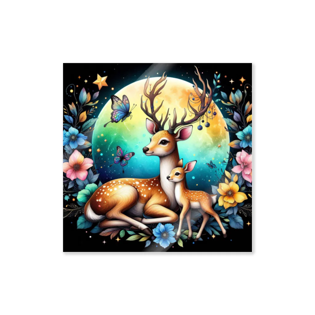 momoart8888の満月の花🦌🌝 ステッカー