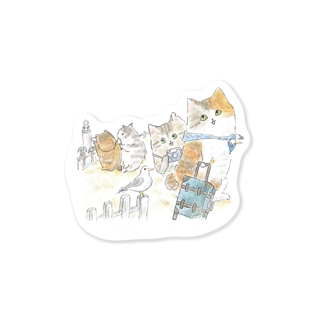 まるいのSUZURIの観光する猫たち Sticker