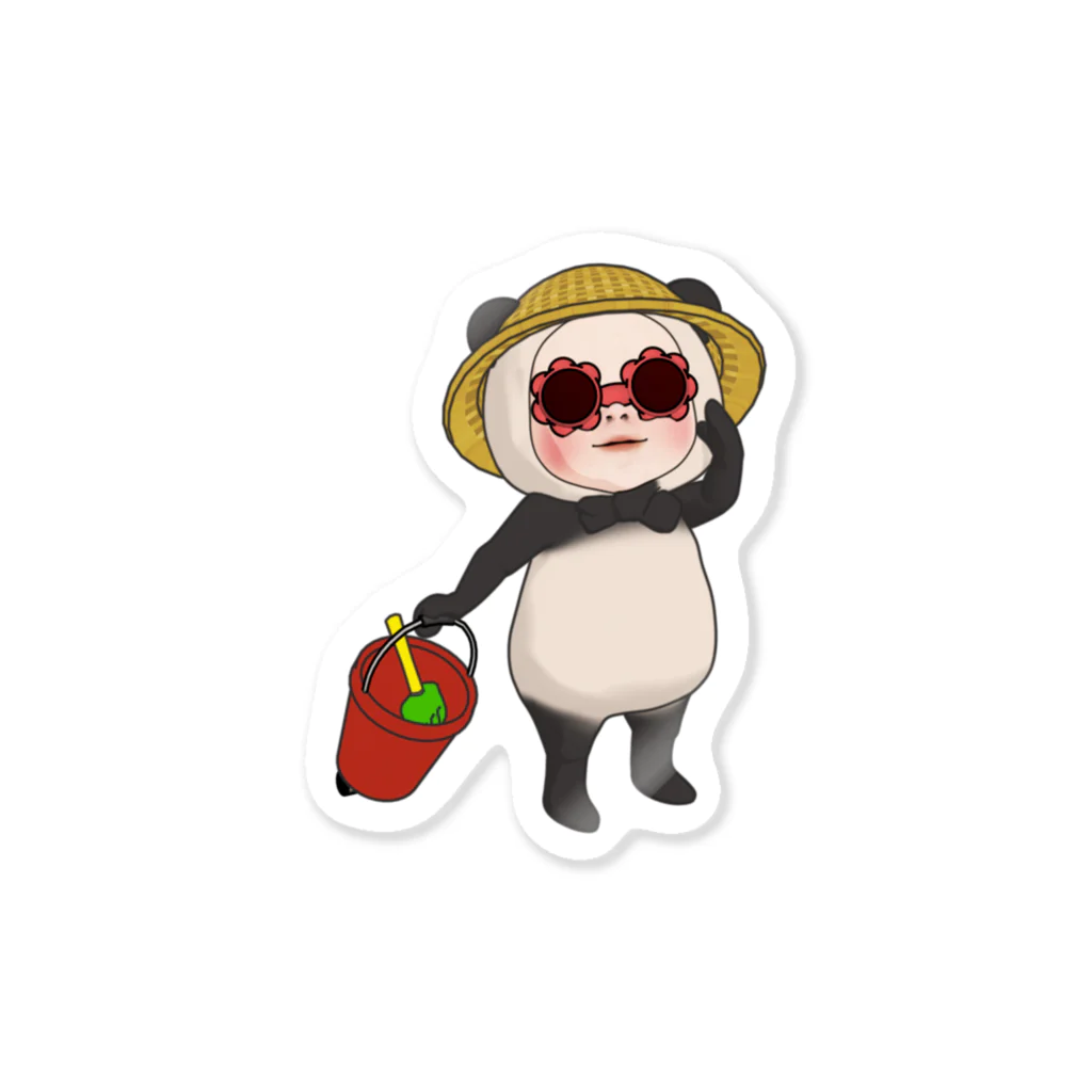 DanSianのパンダタオル・砂遊び Sticker