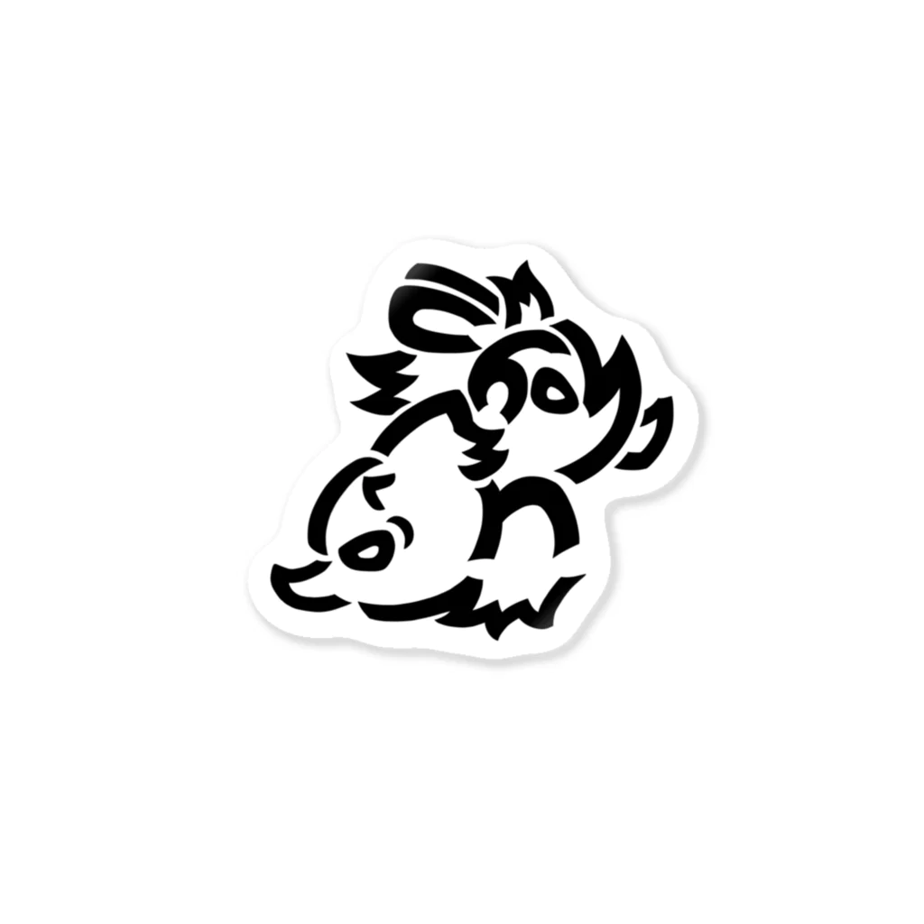 猪狐 -chokon-の猪狐モノクロ Sticker