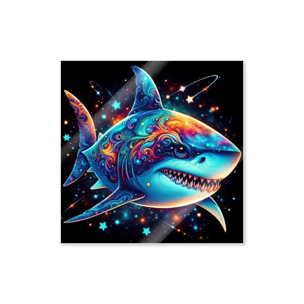 momoart8888の宇宙を泳ぐサメ君🦈💫🌠 ステッカー