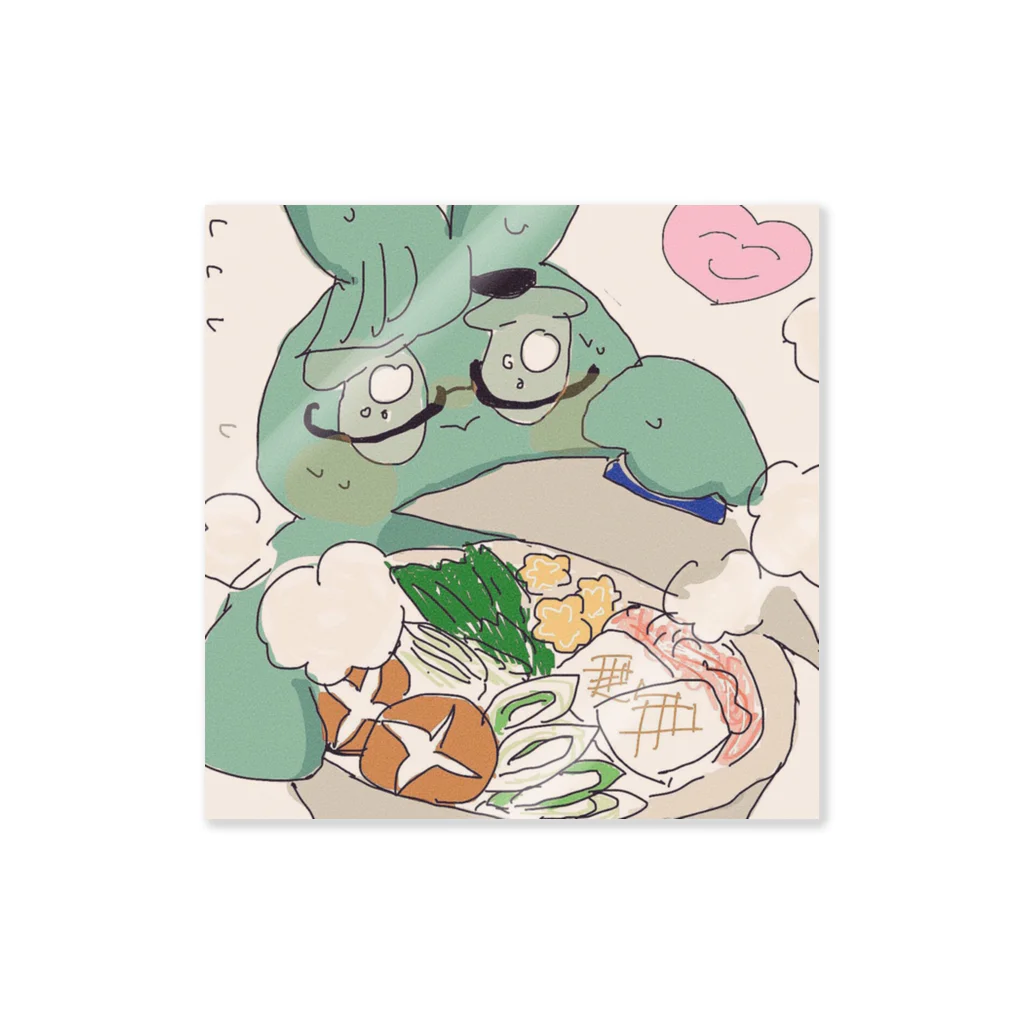 葉のうさぎのエビシくんお鍋 Sticker