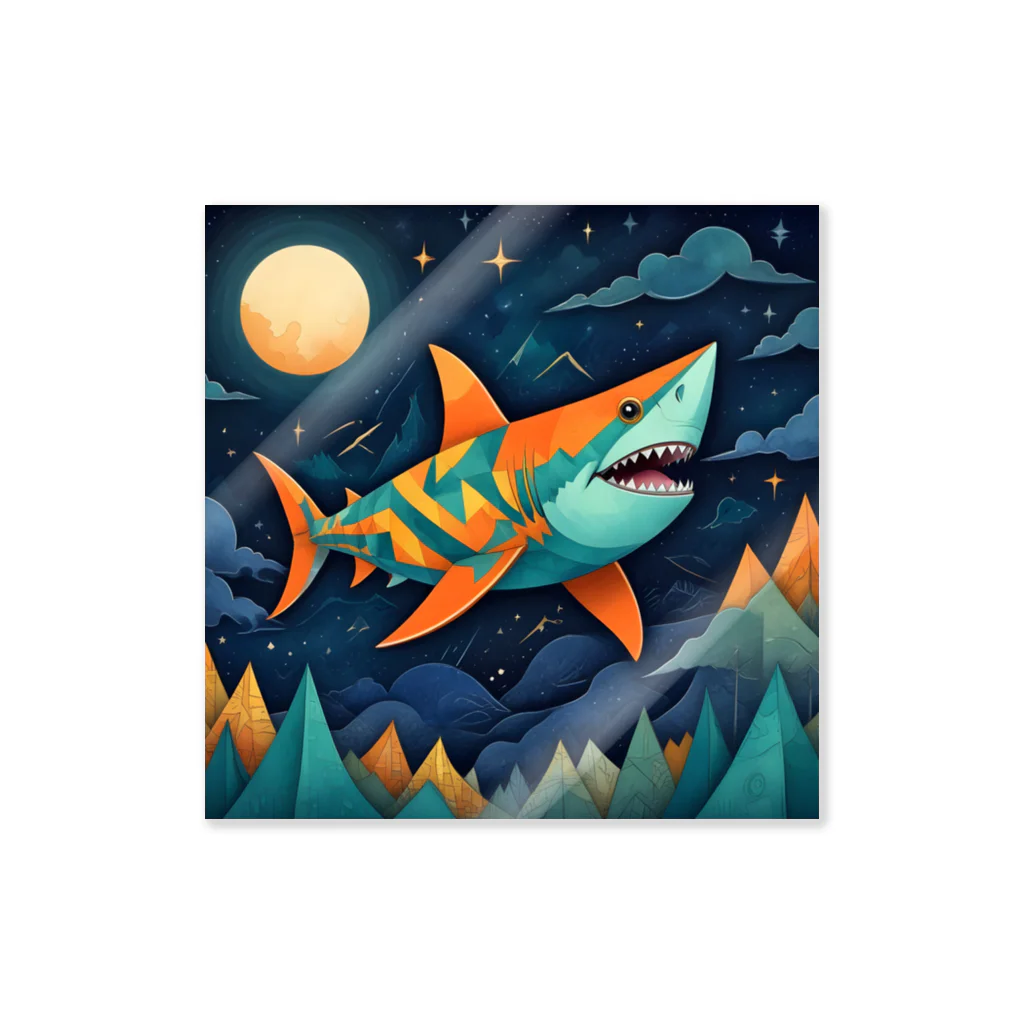 AI Fantasy Art ShopのFlying Shark Sticker