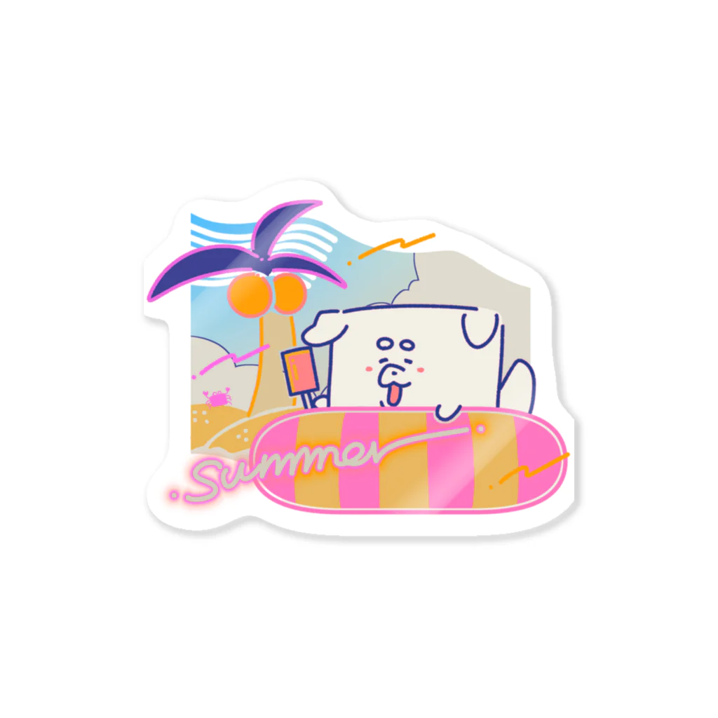 ぽんぽこ亭の絵を描くかべいぬ　summer vacation！ Sticker