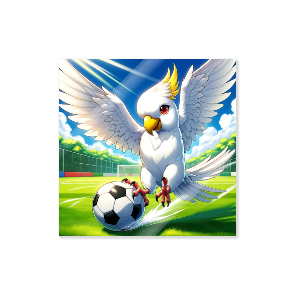 白いインコ屋のインコちゃんとサッカー① ステッカー