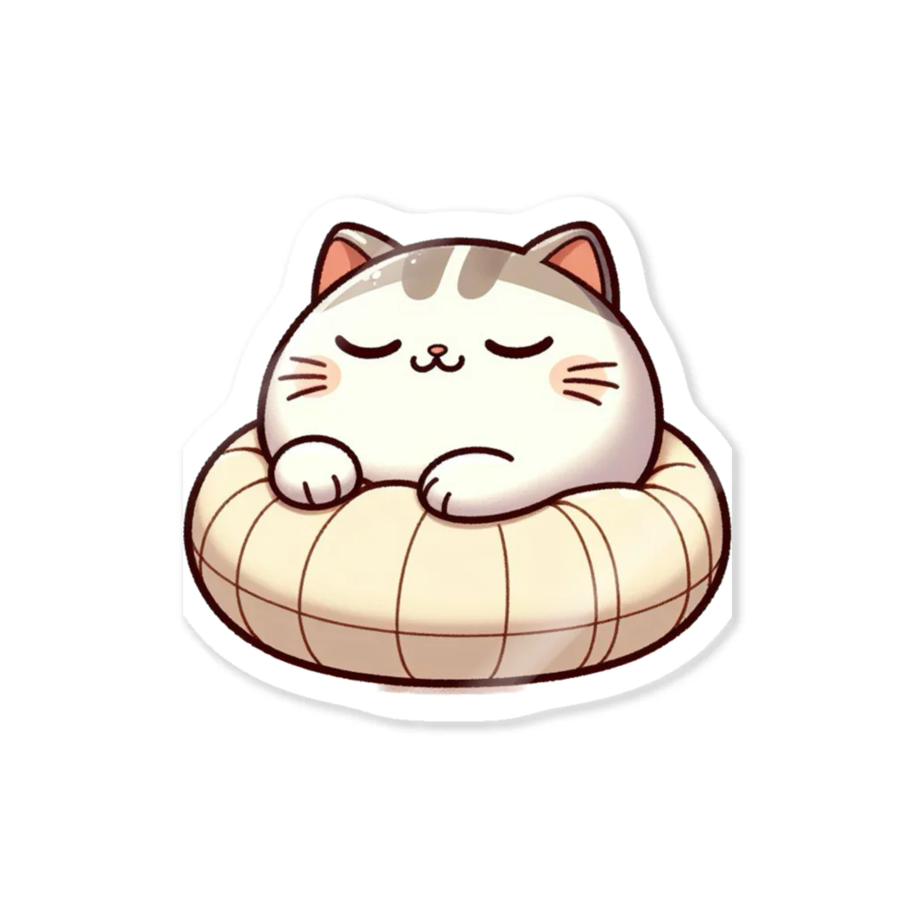 @猫グッズ製作所のかわいい猫の眠りまる Sticker