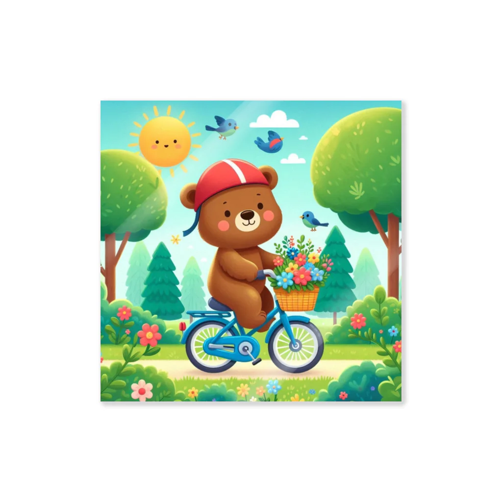 はむはむの自転車に乗ったクマ　人気アイテム　かわいい Sticker