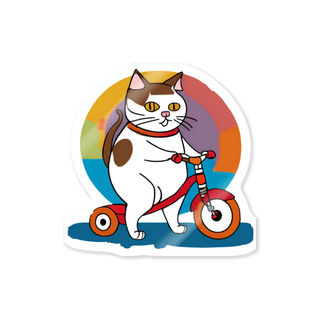 修羅場ウォッチャーのカラフル三輪車ねこ Sticker