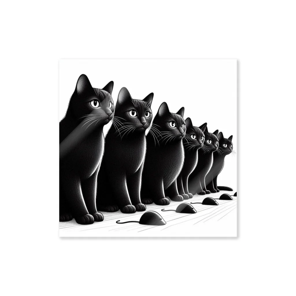 月詠の整列する猫 ステッカー