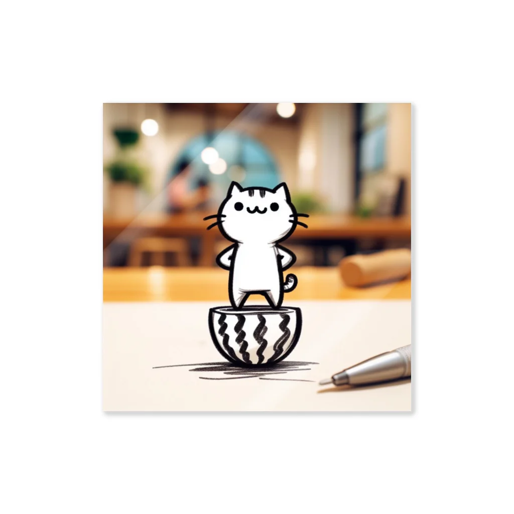 タマさくら商店街の🐈‍⬛手書きの世界から飛び出したネコ Sticker