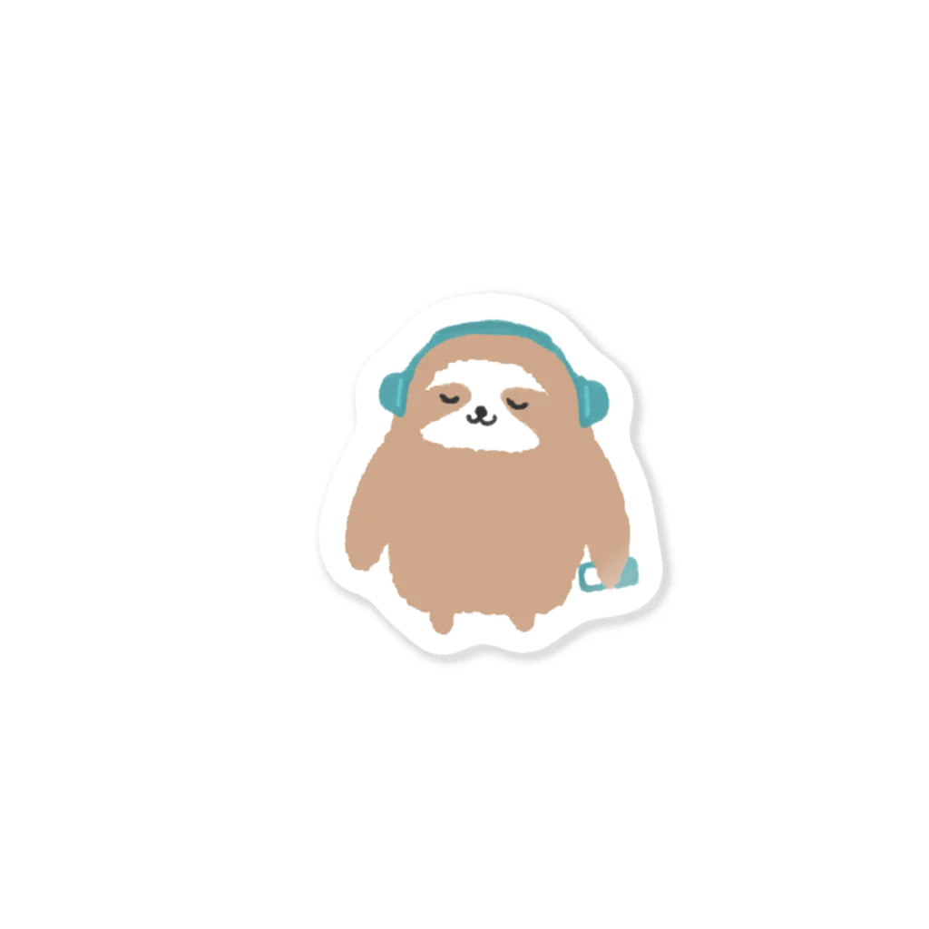 ぽんぷーの音楽を聴くナマケモノ Sticker