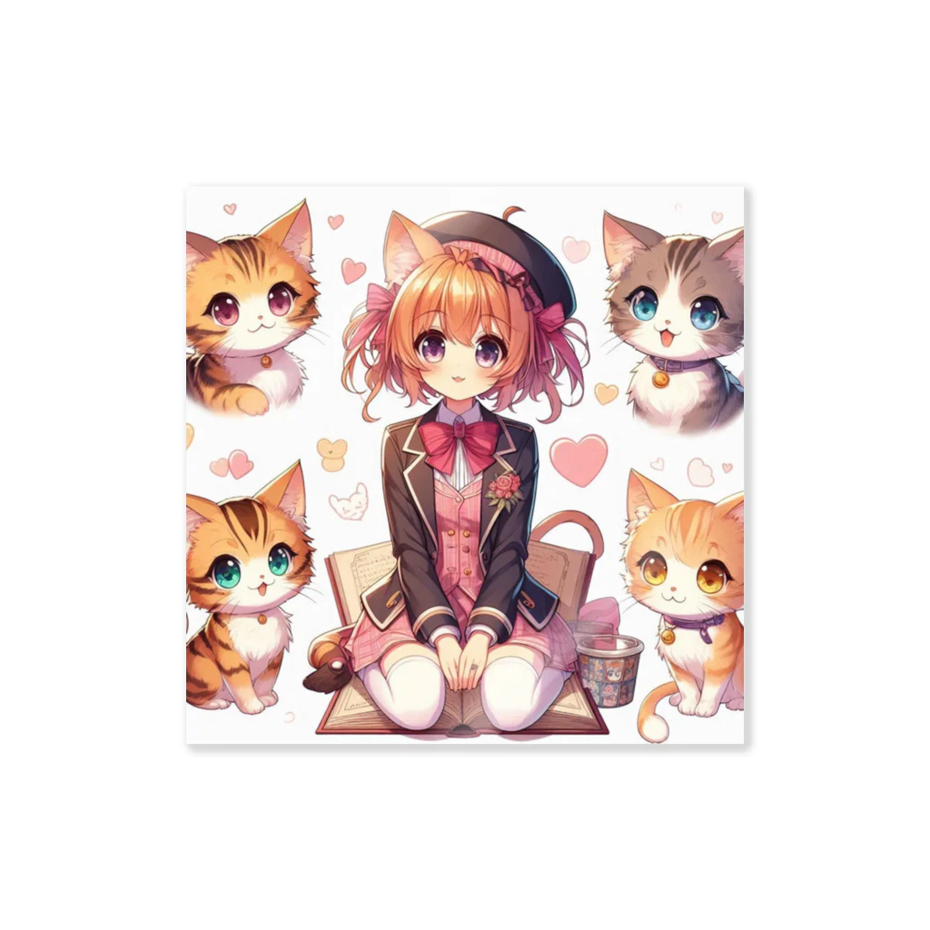 ウツボちゃんの大好きな猫に囲まれて Sticker