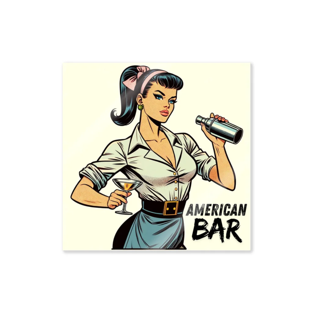 AMERICAN BARのアメコミ風バーテンダー Sticker
