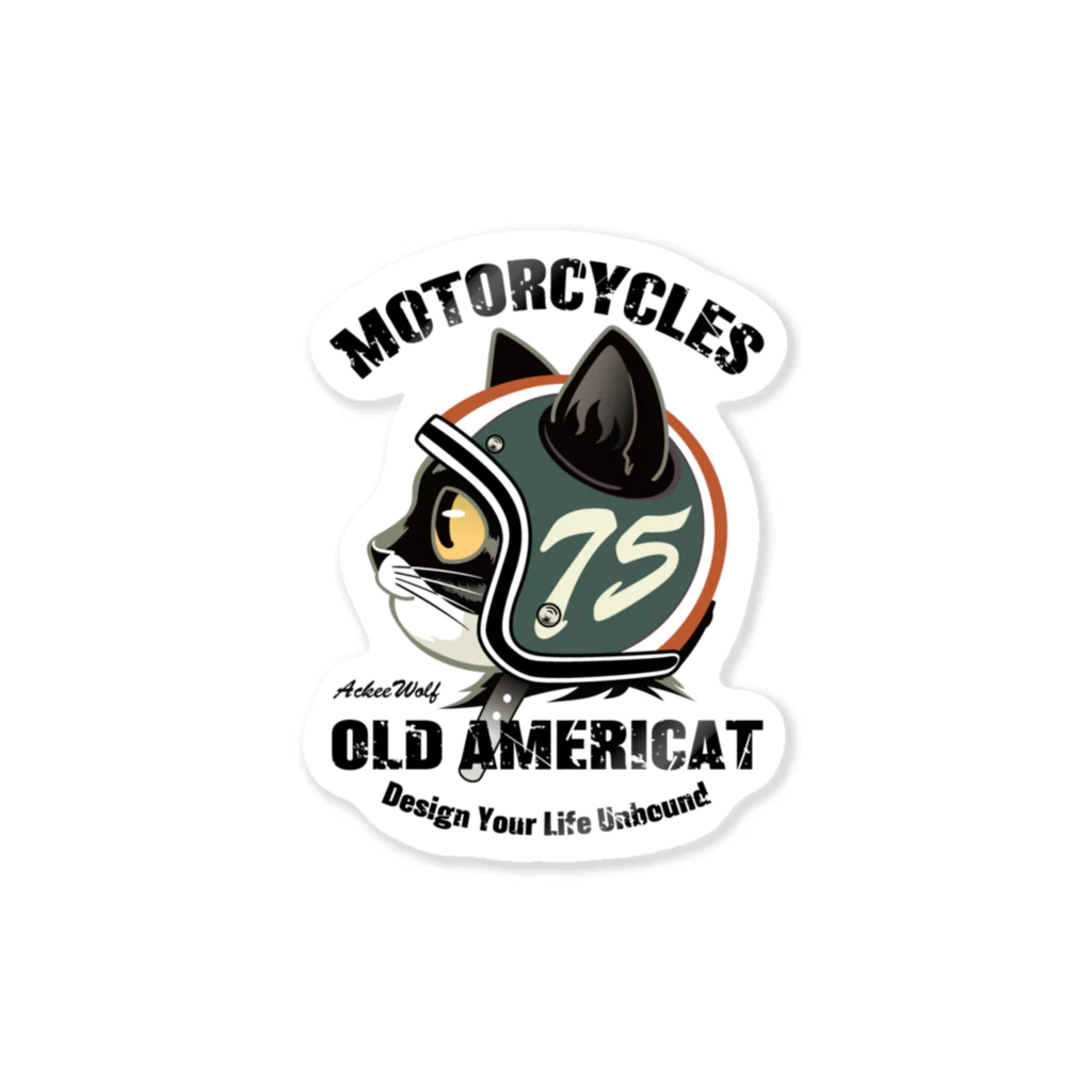 AckeeWolf Art ShopのOLD AMERICAT Sticker