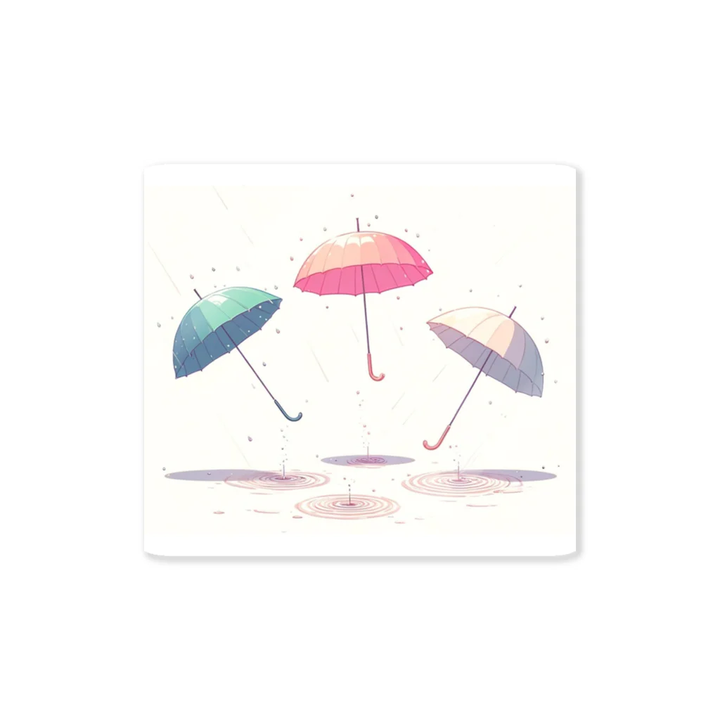 Shiro_kuroの雨で踊る傘 Sticker