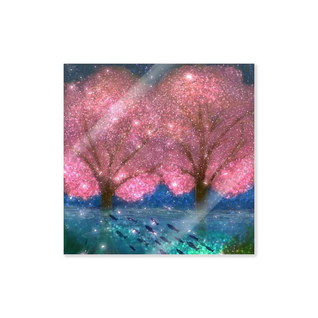 Rainの夜桜 Sticker