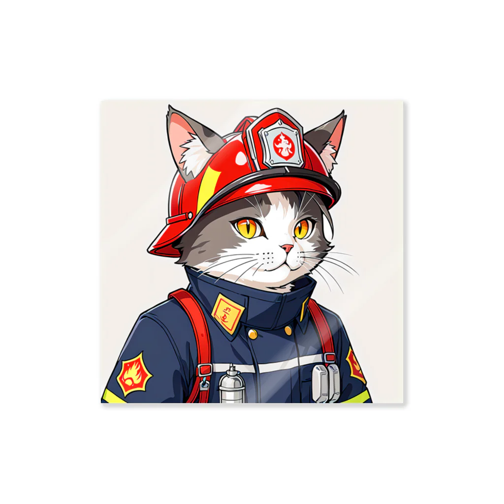 Shellの働く猫：消防士 Sticker