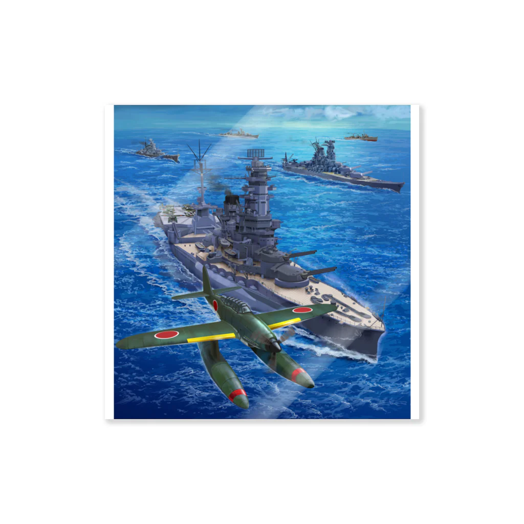 freehandの航空戦艦「伊勢」と水上機「晴嵐」 Sticker