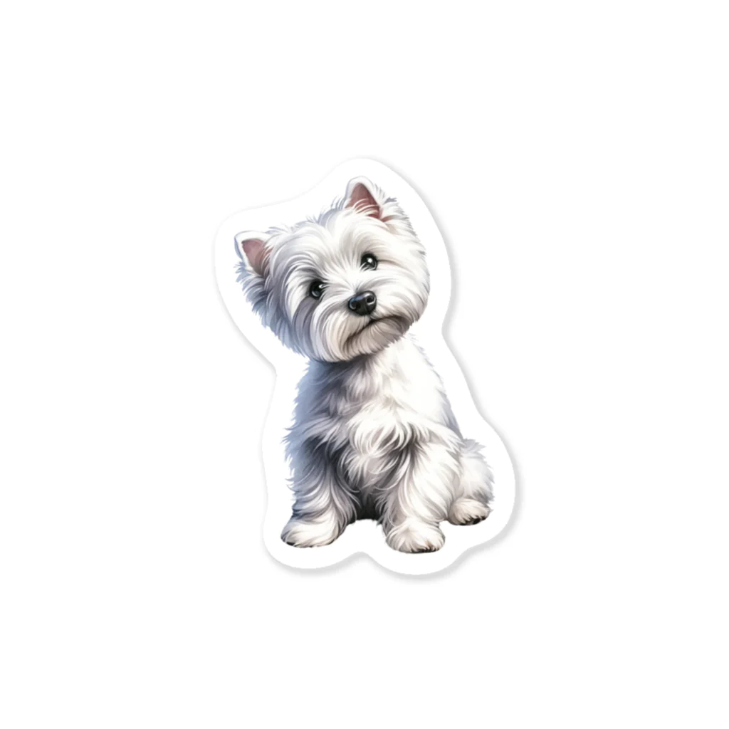 paw-pawの首をかしげるウエスティ Sticker