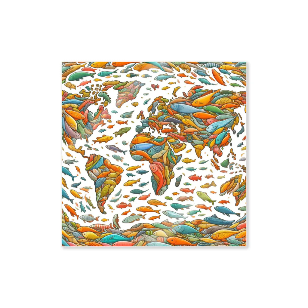 ばばちゃんの魚の世界地図 Sticker