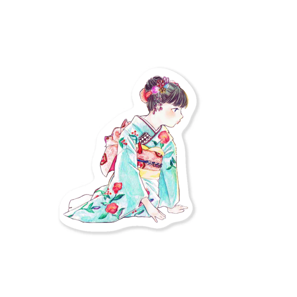 塩胡椒の着物の女の子 Sticker