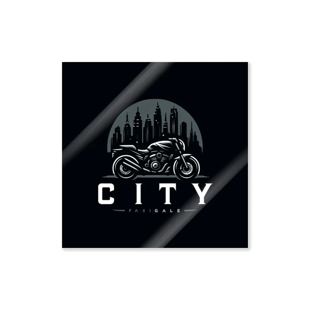 the blue seasonの都市とバイクのダークロゴデザイン Sticker