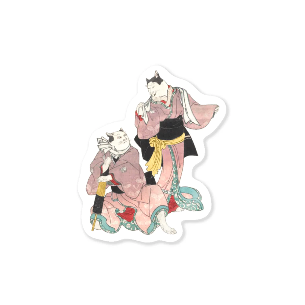 浮世絵ショップ のどぐろ　UKIYOE SHOP NODOGUROの流行猫の戯　道行猫柳婬月影 / Popular cat play Michiyuki Neko Yanagi Tsukikage Sticker