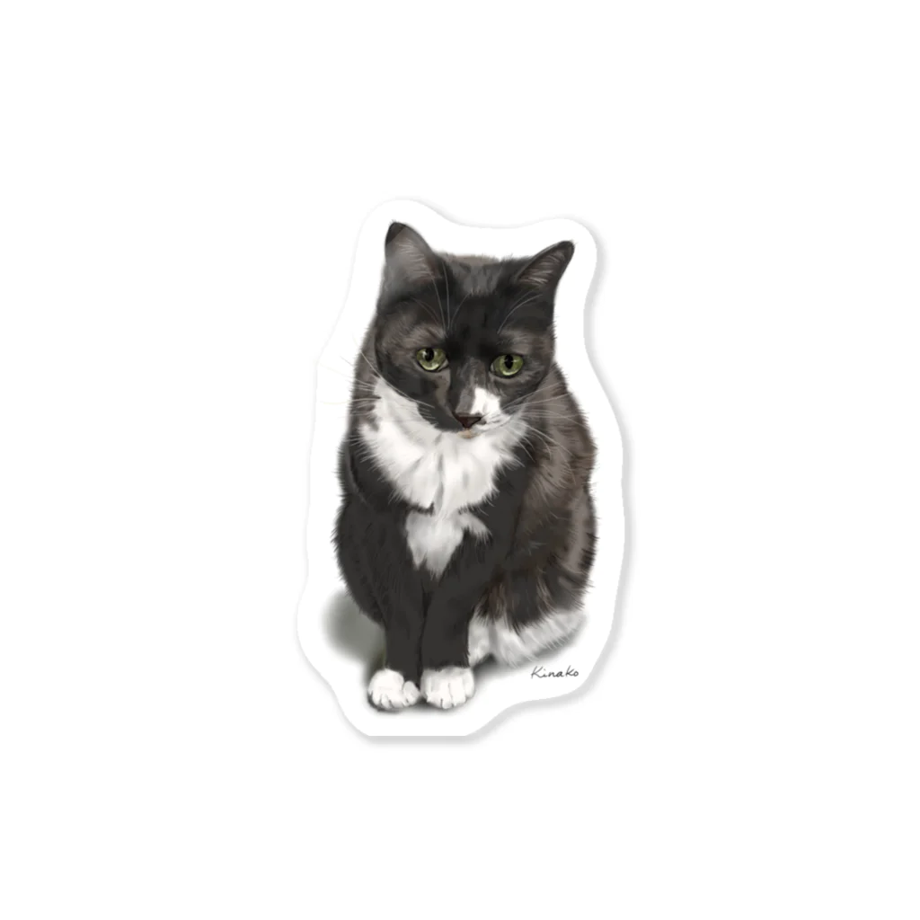 kinako-japanのくつした猫のくろみつ Sticker