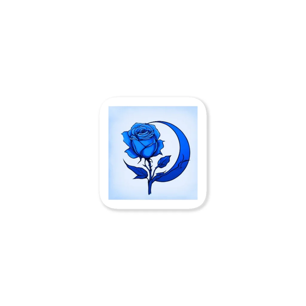 Licht_flowerの青い薔薇と月 ステッカー