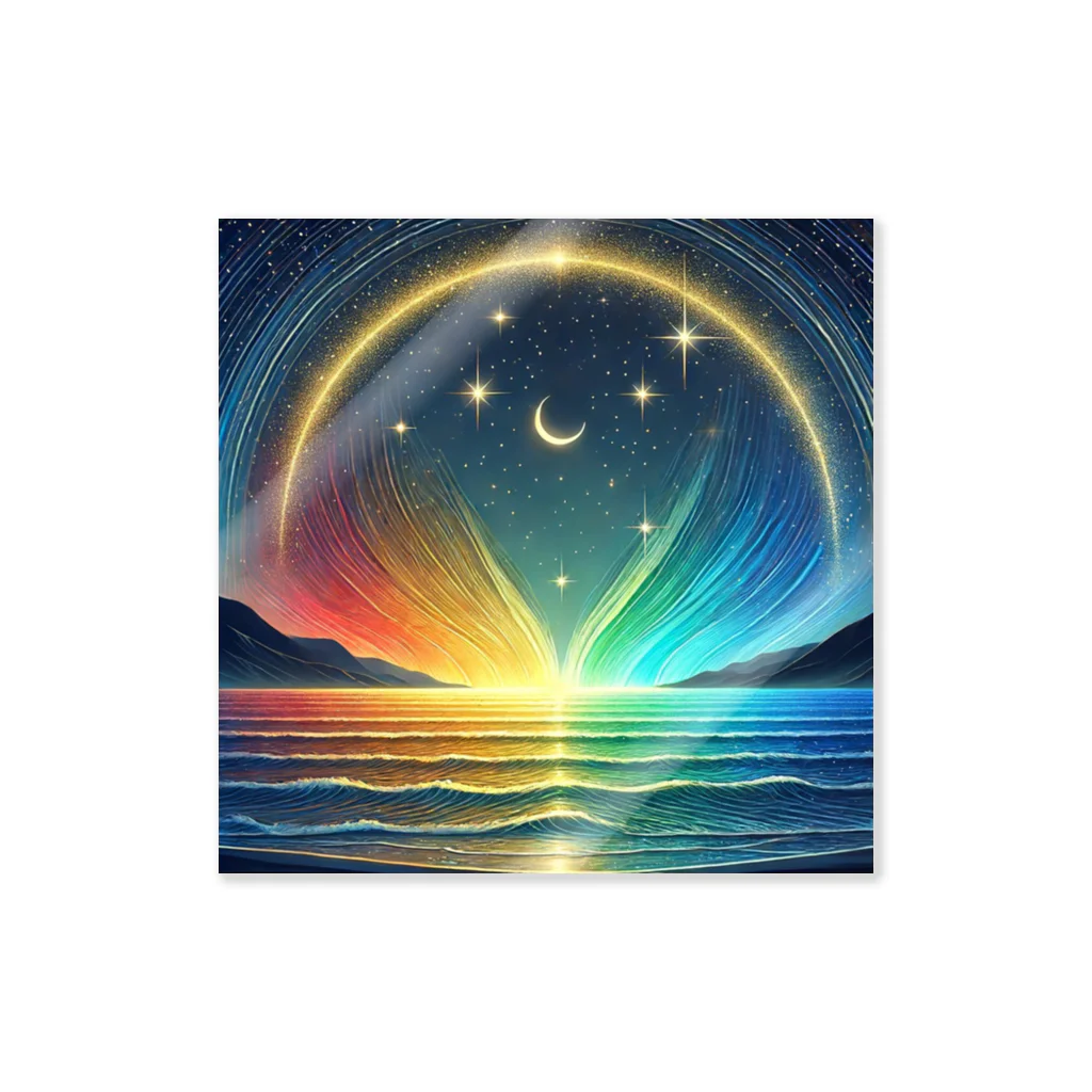 海の幸の虹の海にかかる星空 Sticker