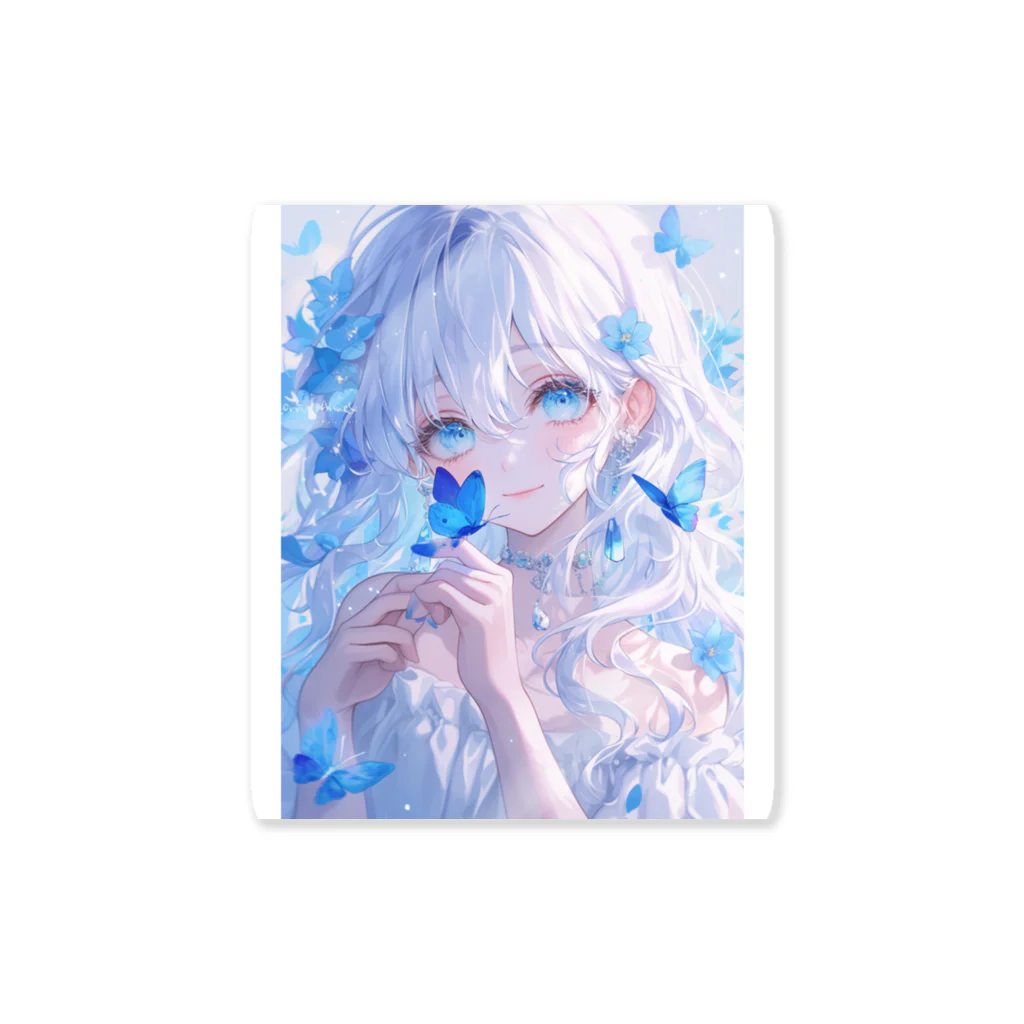 AIアートのお店ですの青い蝶と少女 Sticker