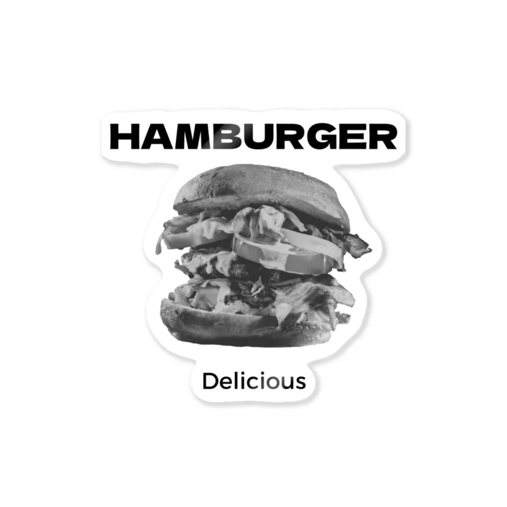 DeliciousHAMBURGERのDelicious HAMBURGER🍔モノクロクールバーガー ステッカー