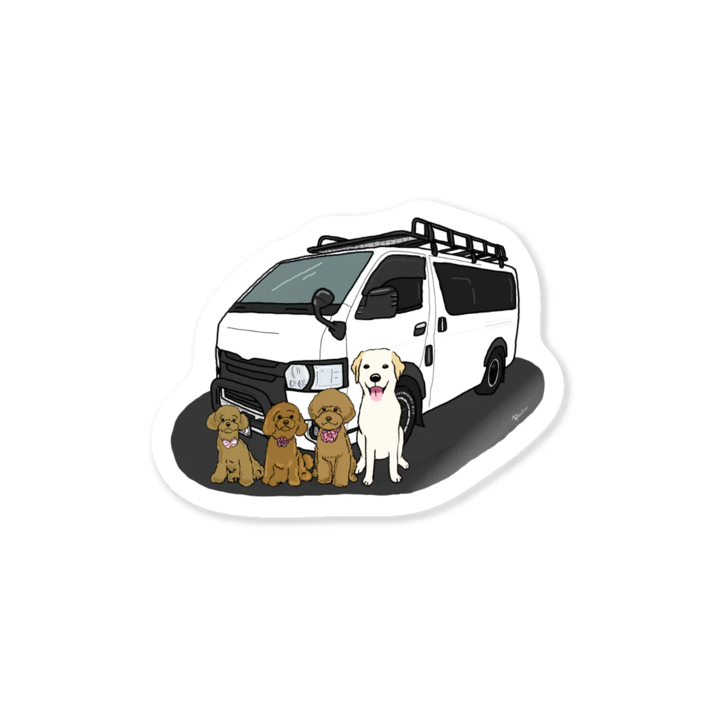 Dog Drawer Drawn by Dogのcovaco.cocoaさんちの愛車 ステッカー