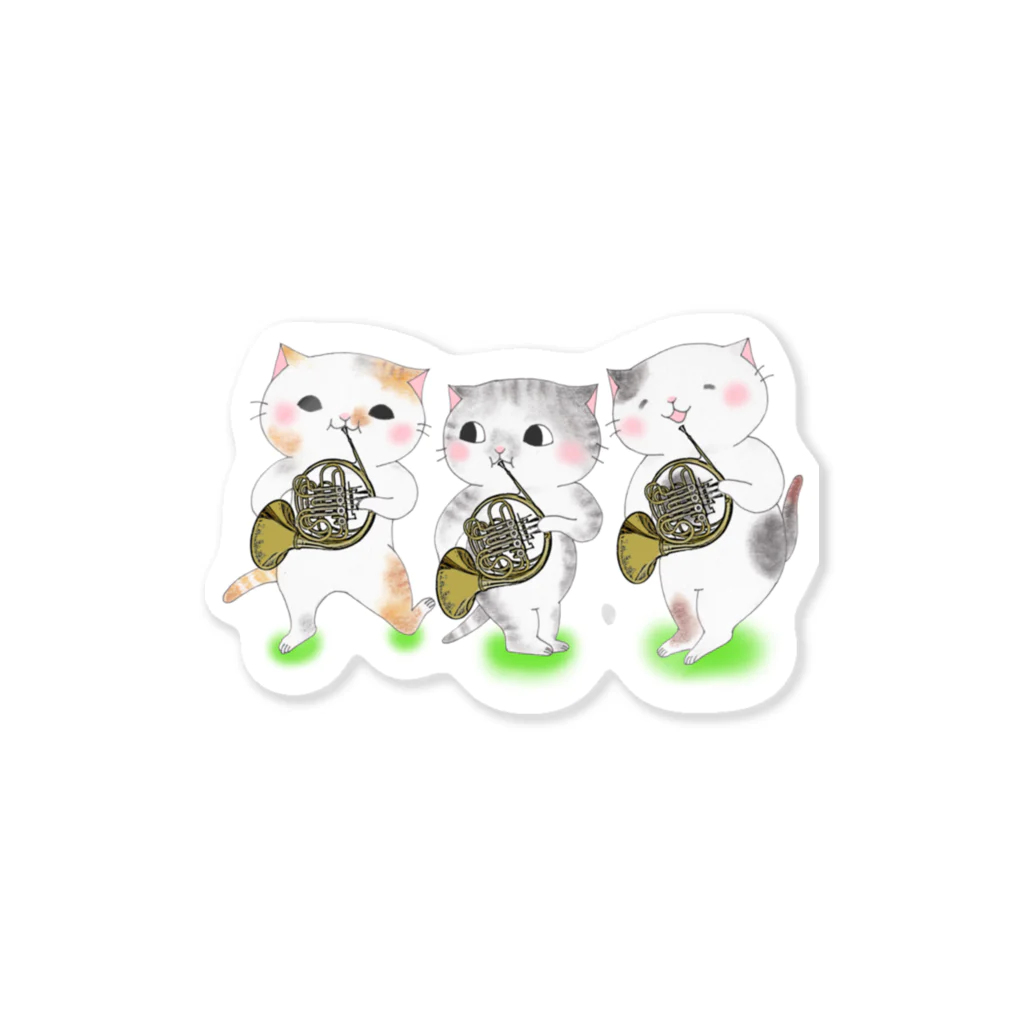 音楽雑貨でぶねこのホルン猫 Sticker