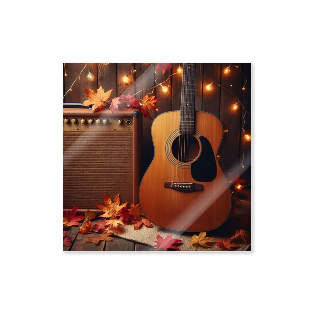 macchi/bowの紅葉とギター Sticker