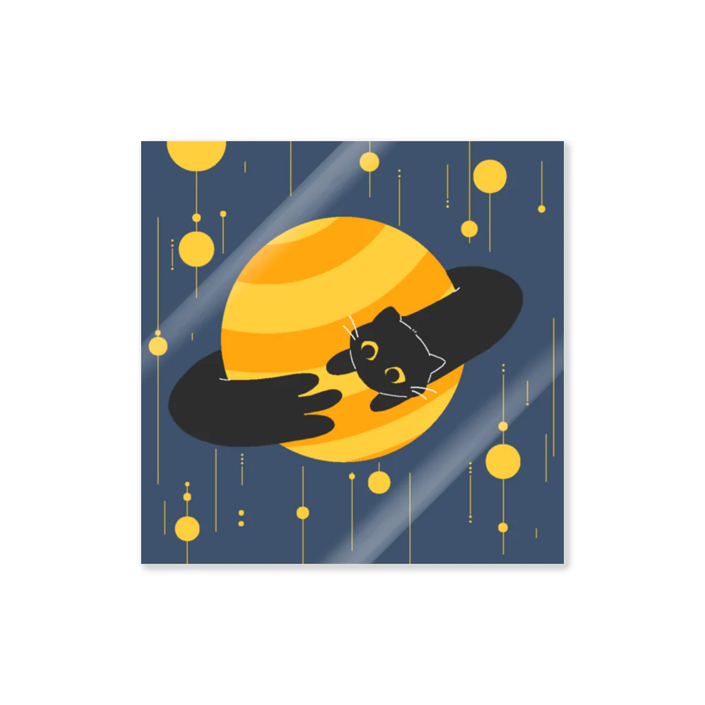 雨傘のくるくる土星ねこ Sticker